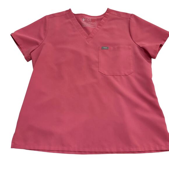 Figs scrub top pink rose sz Medium Petite PO# 3595 nurses scrubs medical - Picture 1 of 7